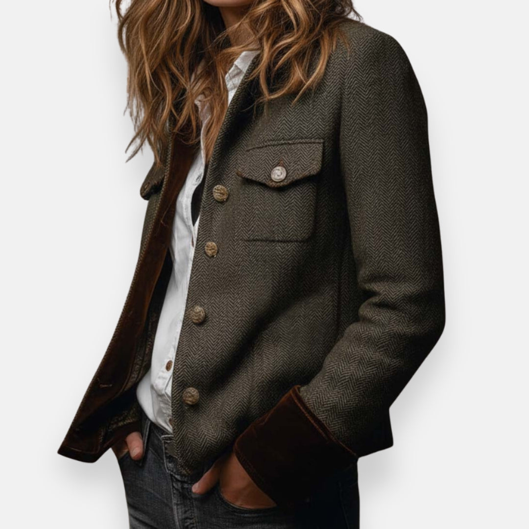 Cecilia | Tweed Jacket with Velvet Details
