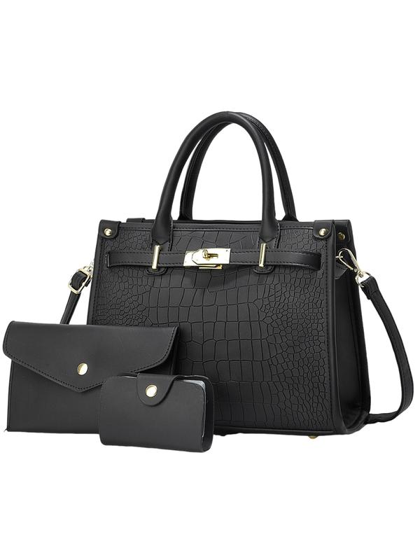 Scarlett | Crocodile Embossed Large Capacity Crossbody Handbag Set