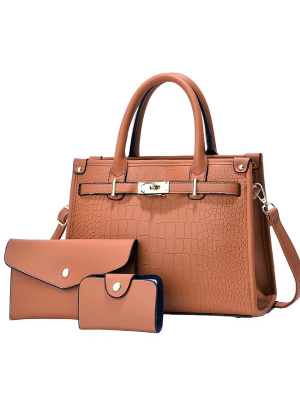 Scarlett | Crocodile Embossed Large Capacity Crossbody Handbag Set