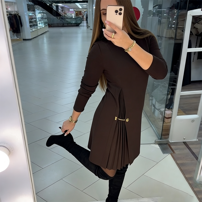 Beatrice | Long Sleeve Pleated Dress