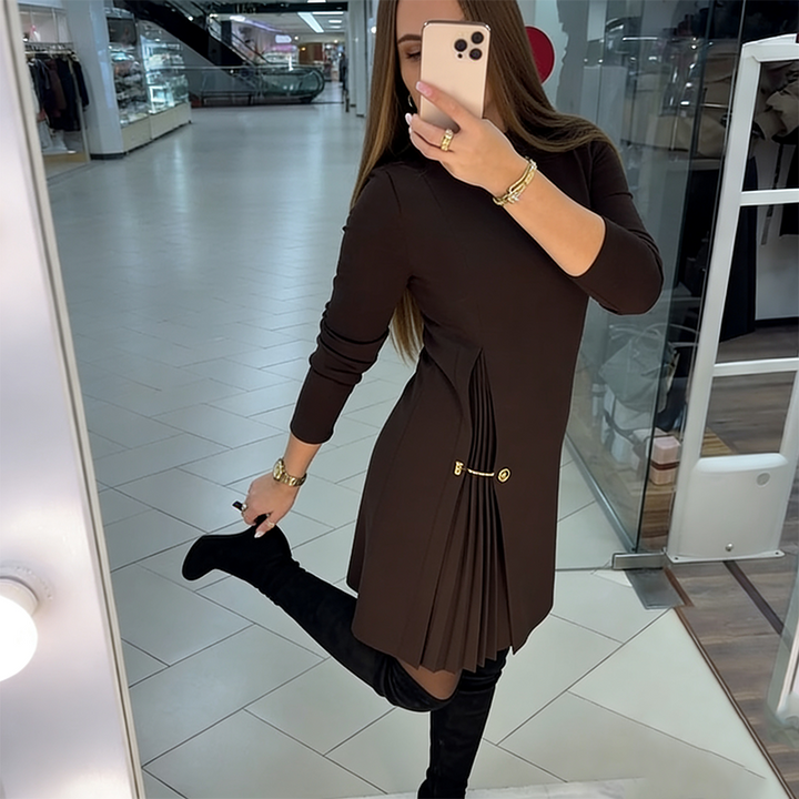 Beatrice | Long Sleeve Pleated Dress